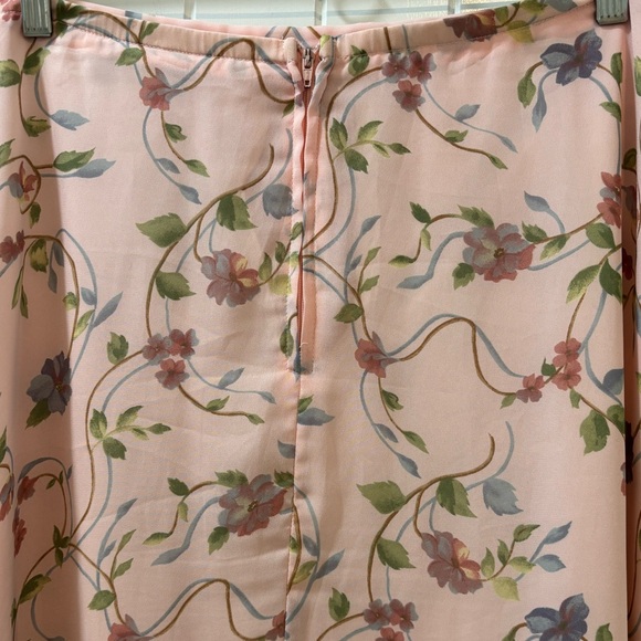 Gina Peters Floral Maxi Baby Pink Pastel Skirt Vintage Made In USA Size 14 Lined - Picture 4 of 7
